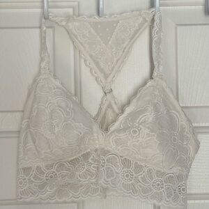 AERIE • Women’s Off-White Lace Racerback Bra Size- Small